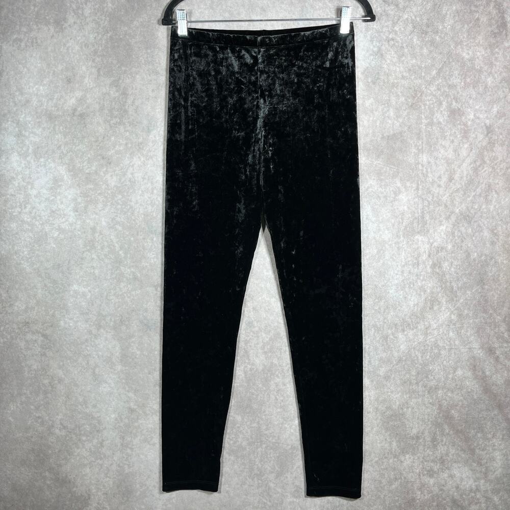 Cha Cha Vente Crushed Velvet Pants Womens‎ Size PXL Black Pull On Mid Rise Party